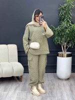 ست هودی و شلوار طرح لوزی کد 3740 - تصویر 2