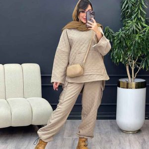 ست هودی و شلوار طرح لوزی کد 3740