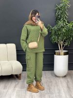 ست هودی و شلوار طرح لوزی کد 3740