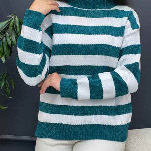 بافت یقه ایستاده راه راه کد 5436