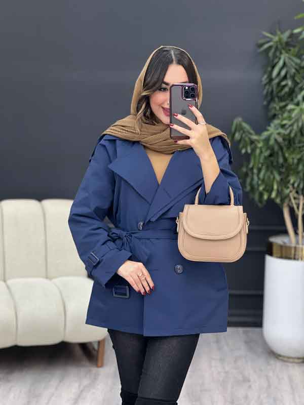 بارانی یقه دوبل شش دکمه کد 5466 بارانی کژوال