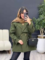 بارانی کمرگت دو دکمه کد 5465 - تصویر 2