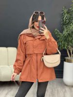 بارانی ژیله دکمه دار کمر گت کد 5485 - تصویر 13