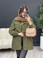 بارانی ژیله دکمه دار کمر گت کد 5485 - تصویر 14
