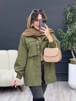 بارانی ژیله دکمه دار کمر گت کد 5485 - تصویر 11