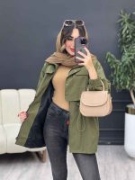 بارانی ژیله دکمه دار کمر گت کد 5485 - تصویر 9