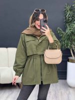 بارانی ژیله دکمه دار کمر گت کد 5485 - تصویر 4