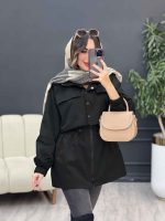 بارانی ژیله دکمه دار کمر گت کد 5485 - تصویر 10