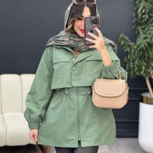 بارانی ژیله دکمه دار کمر گت کد 5485