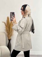 بارانی ژیله هلالی شش دکمه کد 5461 - تصویر 15