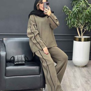 ست بافت وشلوار خط دار کد 5501