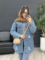 مانتو جین جیب پاکتی لاوین کد 5415 - تصویر 4