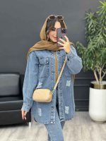 مانتو جین جیب پاکتی لاوین کد 5415 - تصویر 6