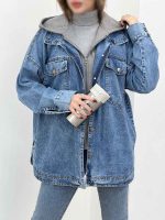 جین ترکیبی کلاهدار دو جیب کد 5490 - تصویر 8