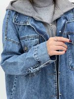 جین ترکیبی کلاهدار دو جیب کد 5490 - تصویر 6