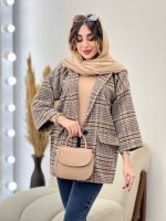 پالتو چهارخونه تک دکمه کد 5518 - تصویر 16