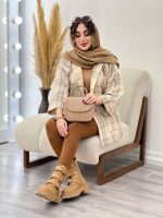 پالتو چهارخونه تک دکمه کد 5518 - تصویر 8