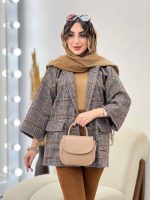 پالتو چهارخونه تک دکمه کد 5518 - تصویر 17