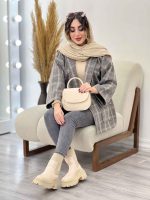 پالتو چهارخونه تک دکمه کد 5518 - تصویر 13
