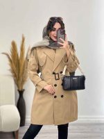 بارانی بلند شش دکمه دو جیب کد 5460 - تصویر 12