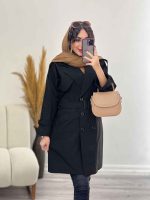 بارانی بلند شش دکمه دو جیب کد 5460 - تصویر 17