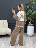 ست بافت و شلوار راه راه کد 5477 - تصویر 7