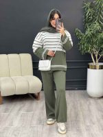 ست بافت و شلوار راه راه کد 5477 - تصویر 5
