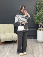 ست بافت و شلوار راه راه کد 5477 - تصویر 11