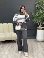ست بافت و شلوار راه راه کد 5477 - تصویر 9