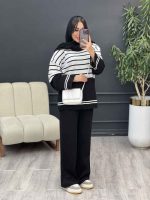 ست بافت و شلوار راه راه کد 5477 - تصویر 6