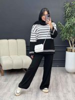 ست بافت و شلوار راه راه کد 5477 - تصویر 17