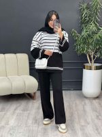 ست بافت و شلوار راه راه کد 5477 - تصویر 8