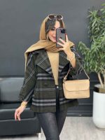 پالتو چهارخونه تک دکمه بغل چاک کد 5529 - تصویر 3
