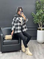 پالتو چهارخونه تک دکمه بغل چاک کد 5529 - تصویر 28