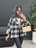پالتو چهارخونه تک دکمه بغل چاک کد 5529 - تصویر 26