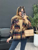 پالتو چهارخونه تک دکمه بغل چاک کد 5529 - تصویر 9