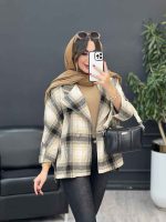 پالتو چهارخونه تک دکمه بغل چاک کد 5529 - تصویر 13