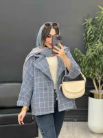 پالتو چهارخونه تک دکمه بغل چاک کد 5529 - تصویر 8