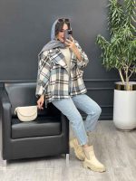 پالتو چهارخونه تک دکمه بغل چاک کد 5529 - تصویر 14