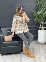 پالتو چهارخونه تک دکمه بغل چاک کد 5529 - تصویر 16