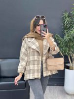 پالتو چهارخونه تک دکمه بغل چاک کد 5529 - تصویر 17