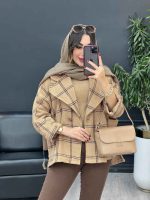 پالتو چهارخونه تک دکمه بغل چاک کد 5529 - تصویر 2