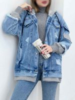 جین ترکیبی آستین جیب کد 5530