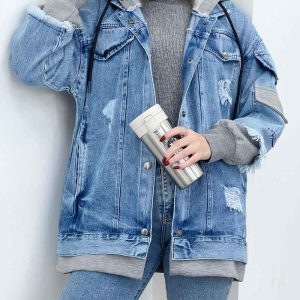 جین ترکیبی آستین جیب کد 5530
