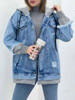 جین ترکیبی آستین جیب کد 5530 - تصویر 6