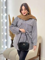 مانتو کمر دار دو جیب پاکتی کد 5455 - تصویر 13