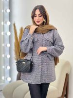 مانتو کمر دار دو جیب پاکتی کد 5455 - تصویر 4