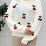 بافت یقه گرد طرح گیلاس کد 5429