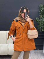 بارانی کمرگت بغل سه دکمه کد 5395 - تصویر 23