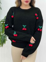 بافت یقه گرد طرح گیلاس کد 5429 - تصویر 5
